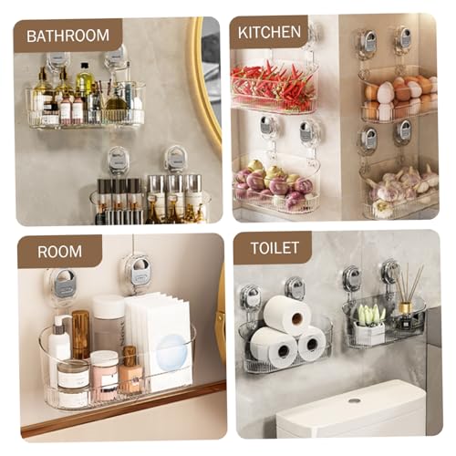Boîte de rangement à ventouse pour salle de bain avec support douche robuste - 3