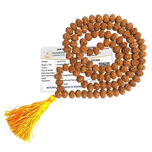 Vado 5 Mukhi Rudraksha Mala 108 Panchmukhi Beads with Certificate...