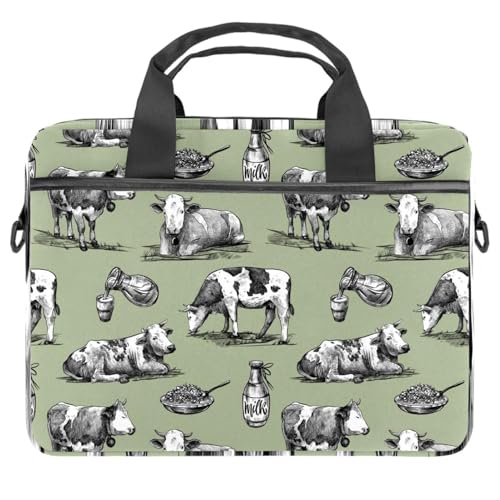 Sacoche ordinateur portable 13 à 14.5 pouces antichoc motif vache
