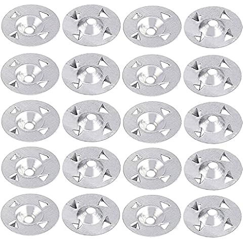 ESINO Easy Fix Washers, Tile Backer Board Washers, 28mm Diameter Steel 4-Claw Washers for Gypsum Board Extruded Plate Insulation Thermoboard Fixed Backer Boards (100 Pack) Cover