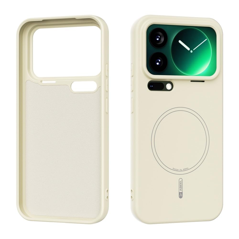 Coque Xiaomi 17 Pro 5G beige rigide en silicone magnétique antichoc pour protection arrière - 8