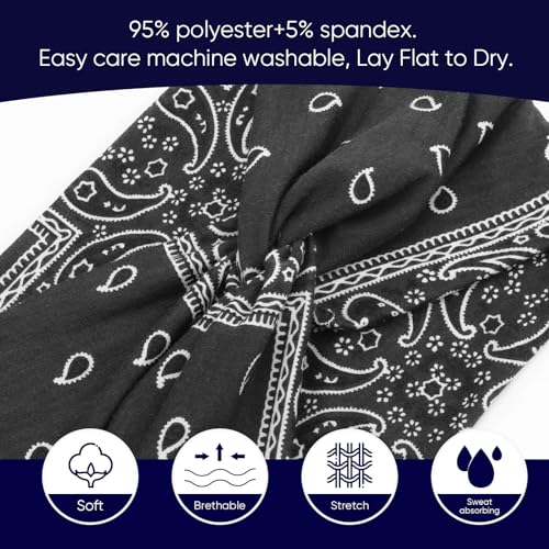 Image of DRESHOW 4 Pack Turban Headbands for Women Wide Vintage Head Wraps Knotted Cute Hair Band Accessories