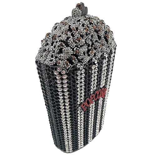 Image of DJBM Luxury Women Popcorn Rhinestone Evening Bag Funny Crystal Handbag Novelty Diamond Clutch Purse for Evening Party Prom