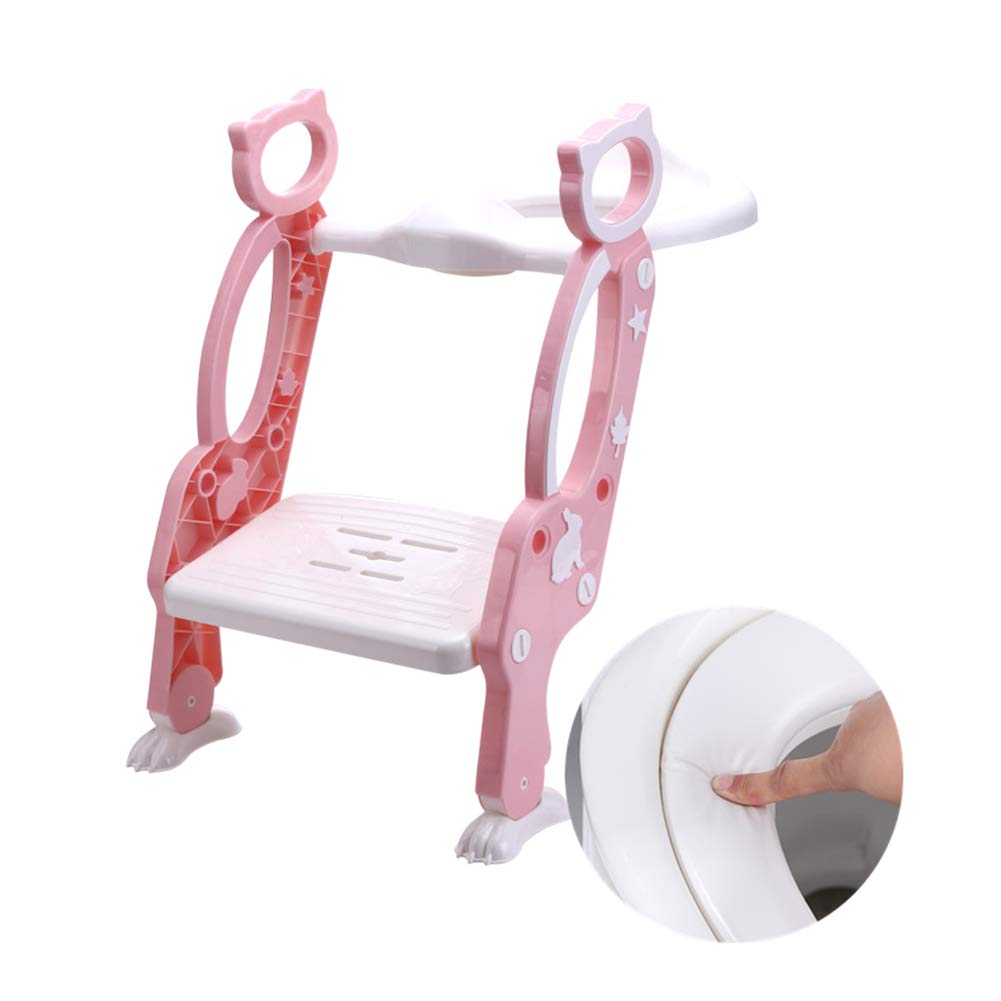 Meijunter Baby Seat Toilet - Kid Toilet Potty Training Chair with Ladder Soft Seat Cushion Adjustable Step for Boys/Girls+Children's