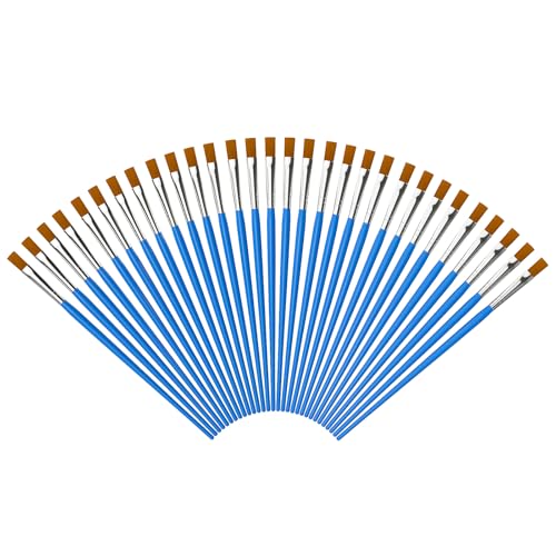 Image of Halobios Paint Brushes Set for Acrylic Painting, 30 Pcs Art Paint Brush Flat Acrylic Painting Brush, Nylon Paint Brushes for Kids Adults Oil Watercolor Rock Painting Body Face Nail Art