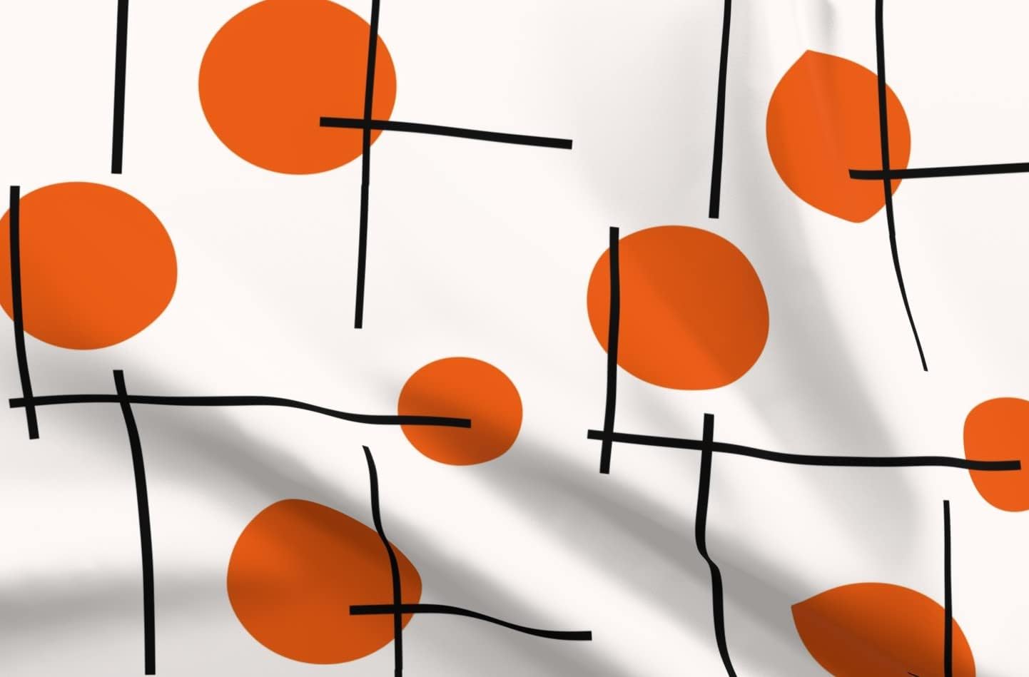 Spoonflower Fabric - Retro Orange Dots 1960S Mid Century Modern Lines Mod Minimalist Printed on Petal Signature Cotton Fabric Fat Quarter - Sewing Quilting Apparel Crafts Decor