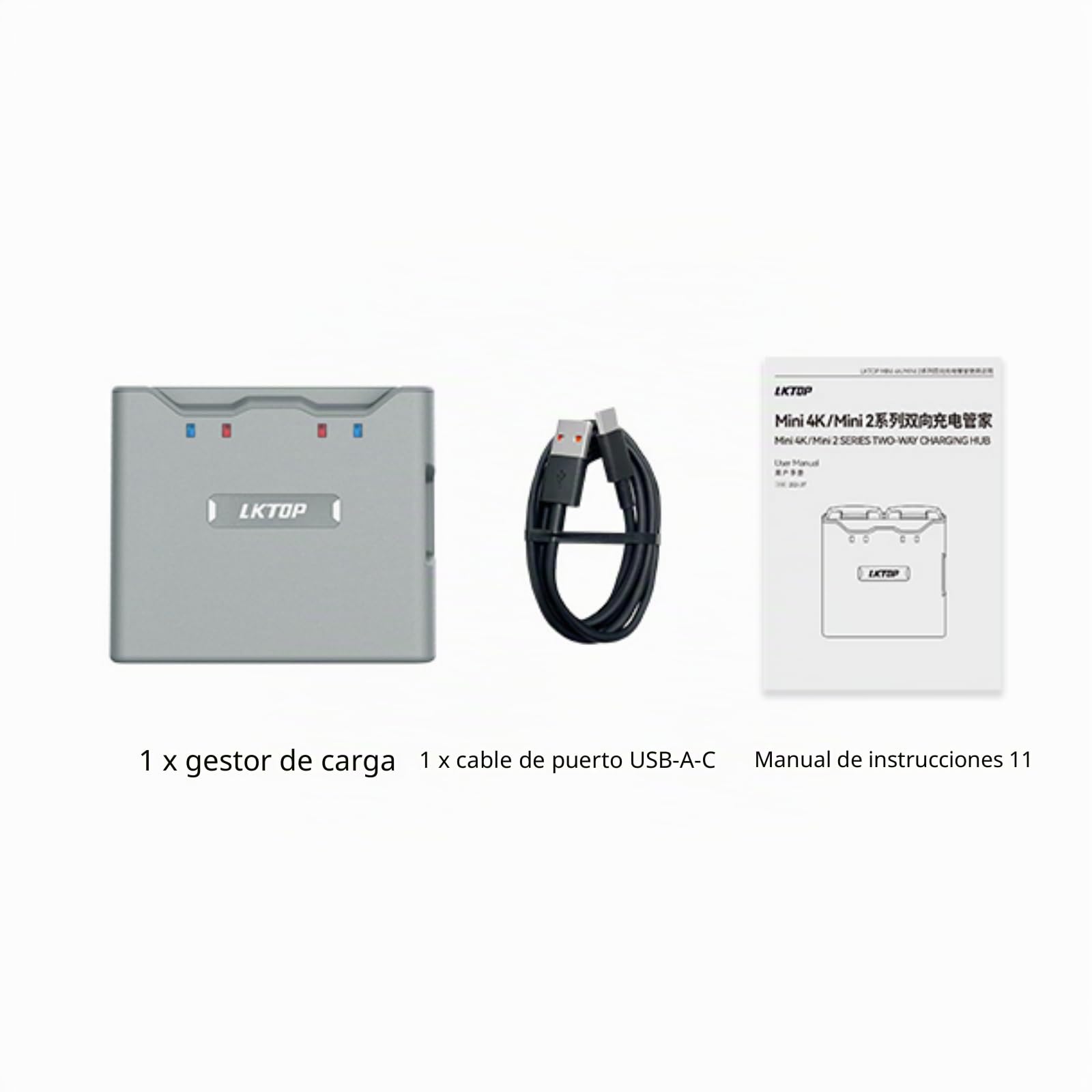 Hub de Carga Bidireccional para DJI Mini 2/Mini 4K - Batería y Accesorios (Gris)