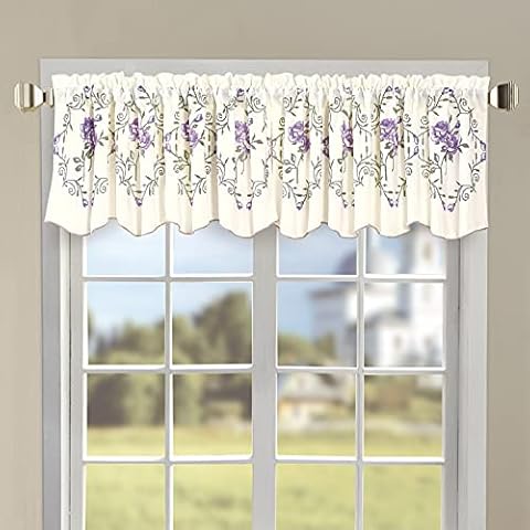 Serenta Classic Embroidery Valance, 60"x19" (Lilac Roses) Cover