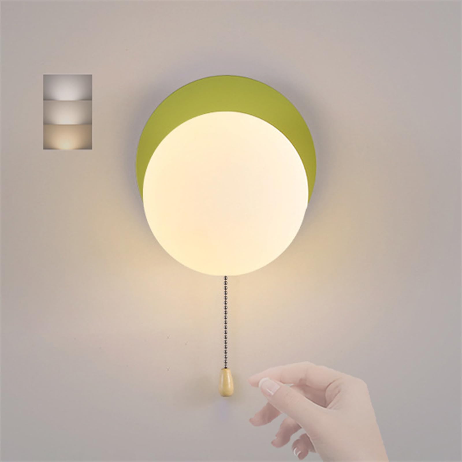 SXWNBIFH wall lamp Modern Bedroom Wall Lamp with Pull Cord Switch Wall Sconces G9 Socket with Glass Globe Lampshade Wall Lights Metal Geometry Shape Simple Wall Lighting for Living Room Hallway Decor