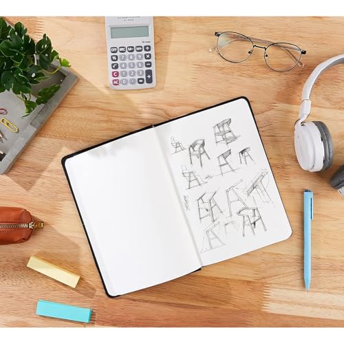 Image of COI A5 (5.5″ x 8.25″) Unruled Hardbound Notebook - 192 Pages of 80 GSM Acid-Free Natural-Shade Paper, Lay-Flat Sewn Binding, Dual Ribbon Markers & Elastic Closure - Journal for Men & Women