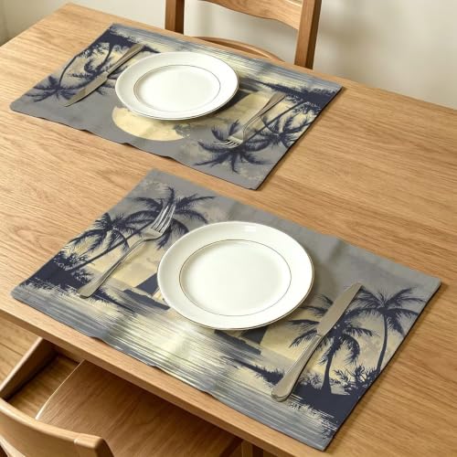Sets de table rectangulaire 48x35cm lavable gris resistant chaleur lot de 4 - 4