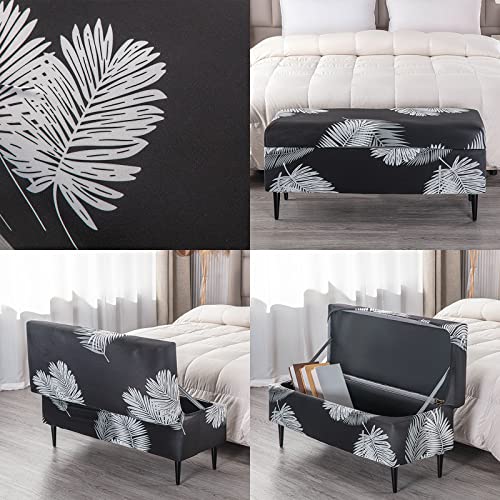 Image of FUANGUI Ottoman Cover Stretch Storage Ottoman Bench Slipcover Printed Folding Storage Bench Ottoman Cover Footrest Stool Slipcover Footstool Protector Cover with Elastic Bottom,Medium