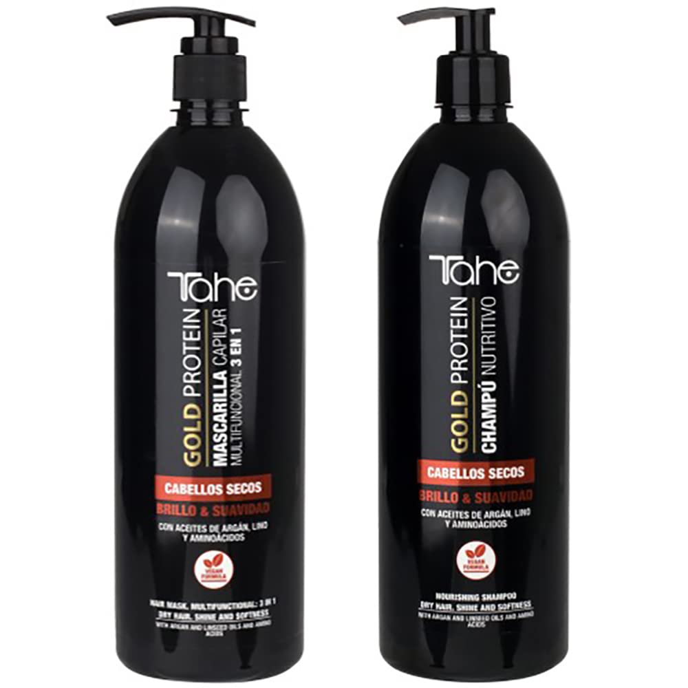 Tahe Gold Protein Pack Champú + Mascarilla Cabellos Secos 1000 ML