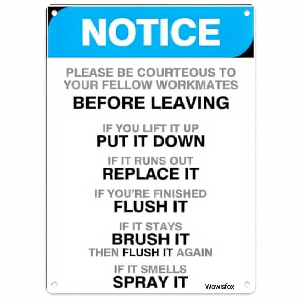 Before Leaving Courtesy Notice Sign, 8 x 12 Inch Aluminum, Mounting Holes