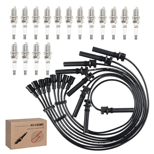Set of 8 PCS Ignition Spark Plug Wires 671-8127 53020 RC-CRX056 7884 56028578AD & 16 Iridium Spark Plugs Set Compatible with Dodge 2004-2005 Durango 2003-2005 Ram 1500 2500 3500 Truck V8 5.7L