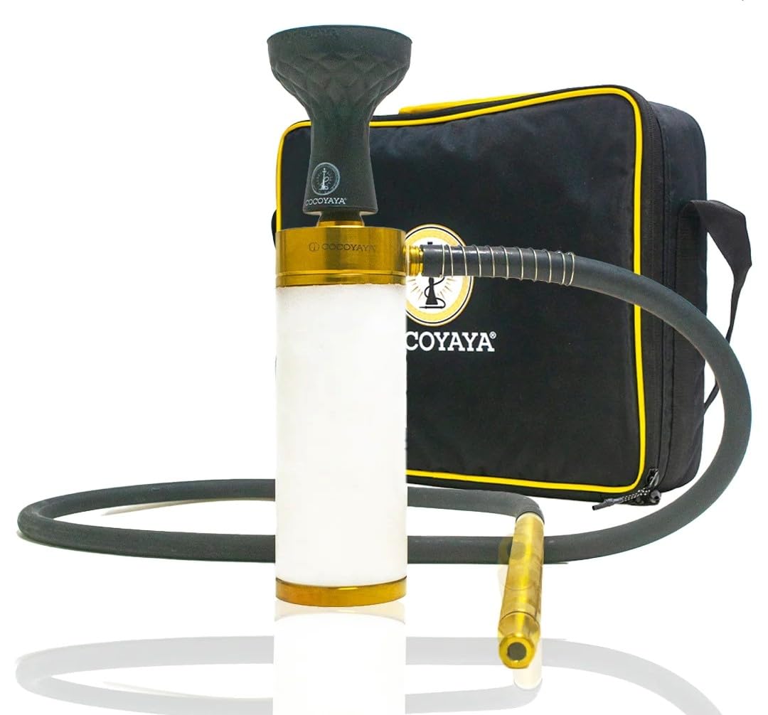 Portable Cylinder-Style Hookah Set with Carry Case Stainless Steel Silicone Hose Compact Travel Design