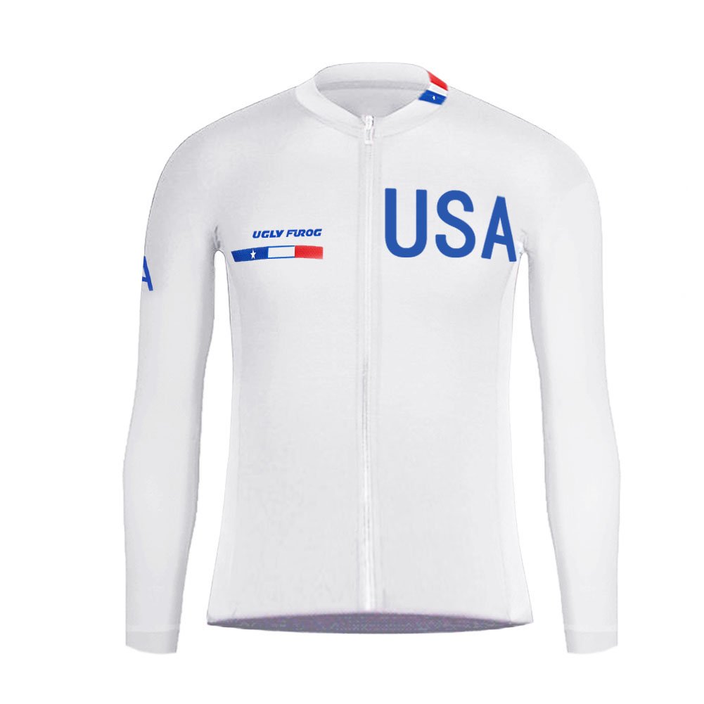 UGLY FROG Men Cycling Jersey Winter Long Sleeve Thermal Fleece Road Bike MTB Tops Outdoor Sports Shirts Bicycle Clothing Thick Fabric Urban American Team