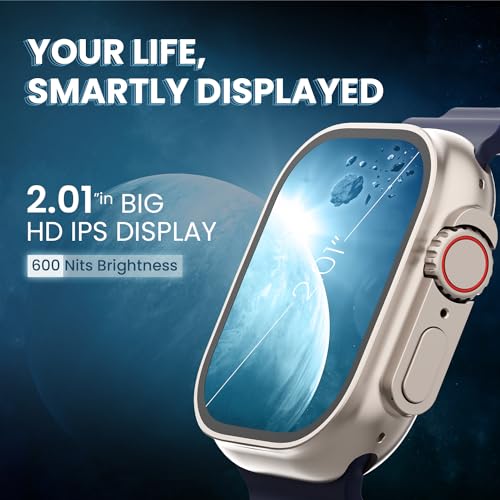 Image of Kratos SW18 Ultra Pro Smartwatch with 2.01 inch Touch Display, Advanced BT Calling, Wireless Charging Smart Watch, Voice Assistant, 100+ Sports Modes, Rotating Crown, Metallic Body, IP67, Heart Rate, SpO2