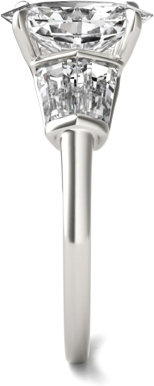 14K White Gold Moissanite by Charles & Colvard 10x6mm Elongated Oval Ring, 3.46cttw DEW