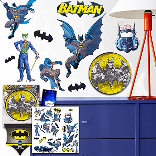 RoomMates Batman Wall Decal Bundle ~ 32 Pc Batman Room Decor Set from RoomMates with 300 Batman Stickers! (Superhero Room Decor)