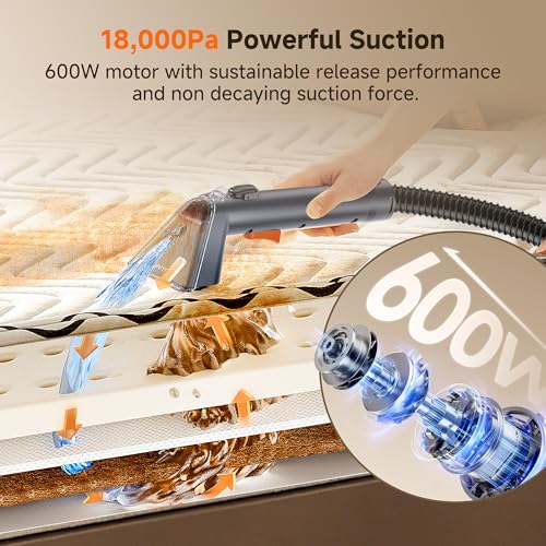 Image of Uwant Portable Carpet and Upholstery for Deep Cleaner, 18Kpa Carpet Cleaner Machine for Cars, Pets with Pet Pro Solution and Self Cleaning Set of 1 for Spot, Rug, Couch
