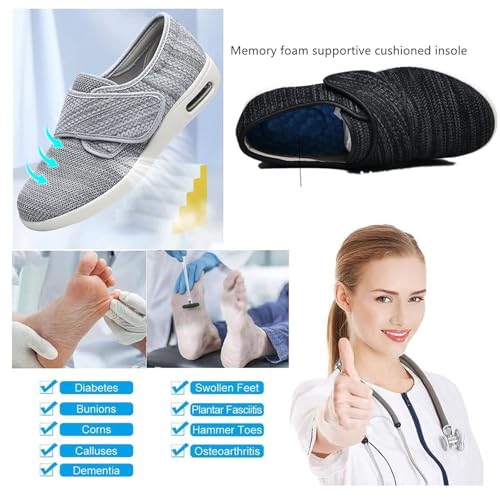 Medical Shoes for Swollen Feet, Men's Fattening and Widening Breathable Adjustable Diabetic Shoes, Casual Orthotic Plantar Fasciitis Breathable, for Elderly Diabetic Plantar Fasciitis4