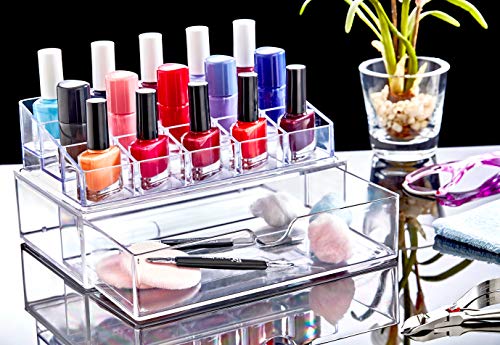 Furany 2er Set Kosmetik Organizer| 2er Set Nagellack Organizer + Schubladen Drawer Organizer für Accessoires Make-Up… – Bild 5