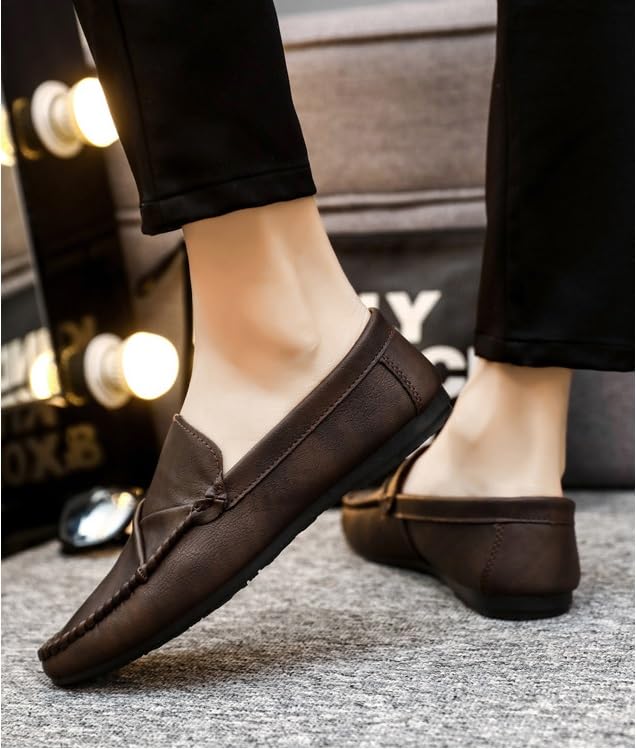 Mens Loafers Round Toe Faux Leather Loafer Shoes Resistant Anti-Slip Lightweight Fashion Slip On3