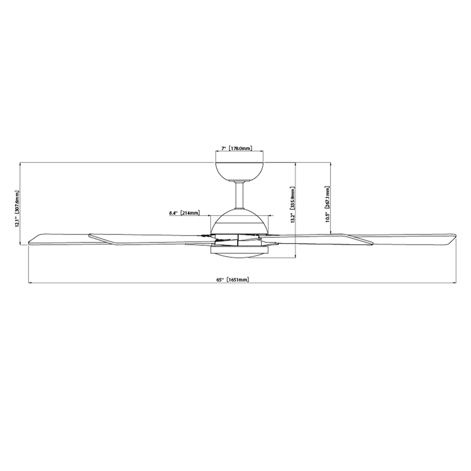 Rotary Indoor and Outdoor 5-Blade 65in Smart Home Ceiling Fan in Matte Black Brushed Nickel with 2700-3000-4000-5000K Selectable LED Light Kit and Remote Control works with iOS or Android WAC App