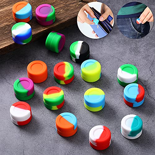 Outus 300 Pcs 2 ml Silicone Wax Containers Non-stick Silicone Wax Containers Multi Use Storage Jars Oil Concentrate Bottles for Home Kitchen Travel, Assorted Colors4