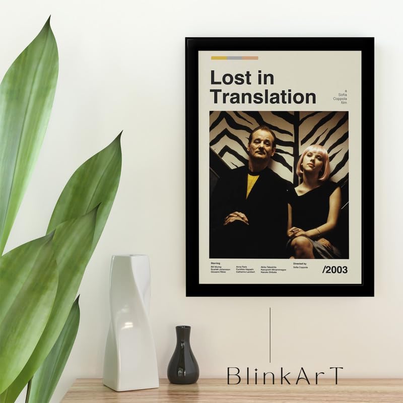 Image of BLINKART Lost In Translation Movie Poster Frame 8x12 Inch | Premium 300 GSM Paper Wall Print | Mid Century Vintage Film Artwork for Home, Bedroom, Living Room, Office | Framed Photo Decor