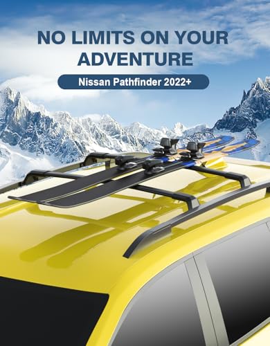 Image of Roof Rack Cross Bars 300lbs Compatible with Nissan Pathfinder 2022 2023 2024 2025 2026 SV SL Platinum with Raised Side Rails,Heavy Duty All-Metal Aluminum Crossbar Luggage Racks Roof Rails