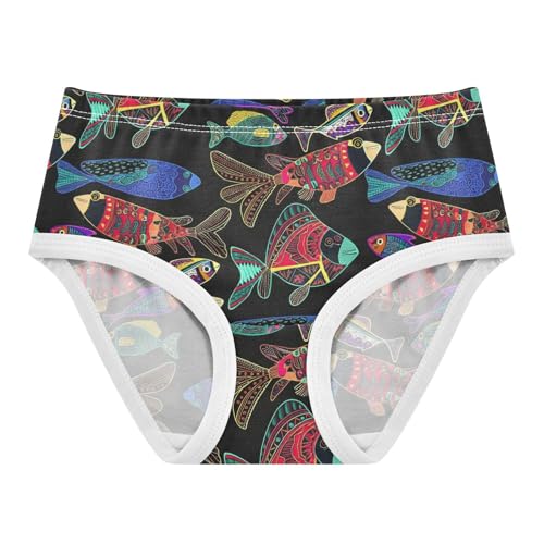 Joisal Colorful Fish Black Cool Cute Panties Girl Toddler Underwear Floral Cotton Print Briefs Girls Undies 2t