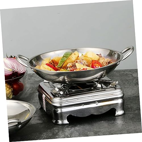 Wok de acero inoxidable con doble asa resistente al calor miniatura 3