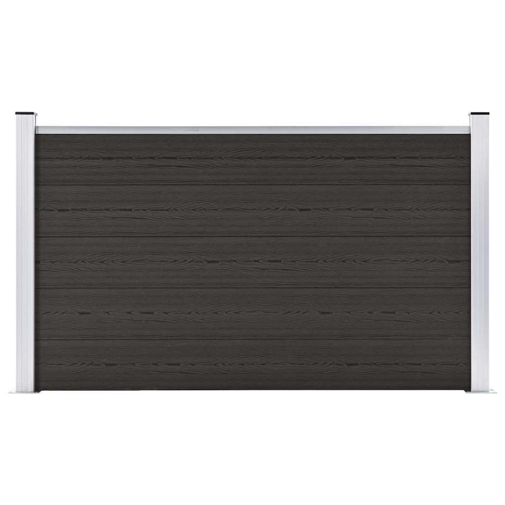 WPC Zaunelement 180x105 cm Schwarz, Sichtschutzzaun mit Holzoptik, langlebiger WPC Zaun für Gartenabgrenzung, modulares System mit Aluminium-Oberprofil