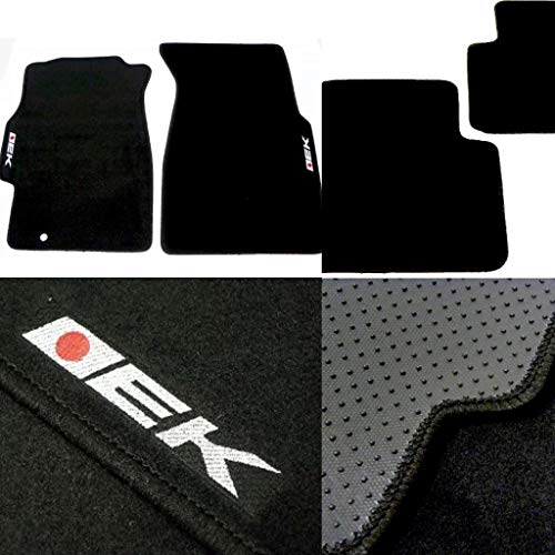 4 Piece Black Floor Mats with EK Logo for Honda Civic Hatchback Coupe and Sedan 1996 1997 1998 1999 2000 Fits All EX LX DX CX SI HX
