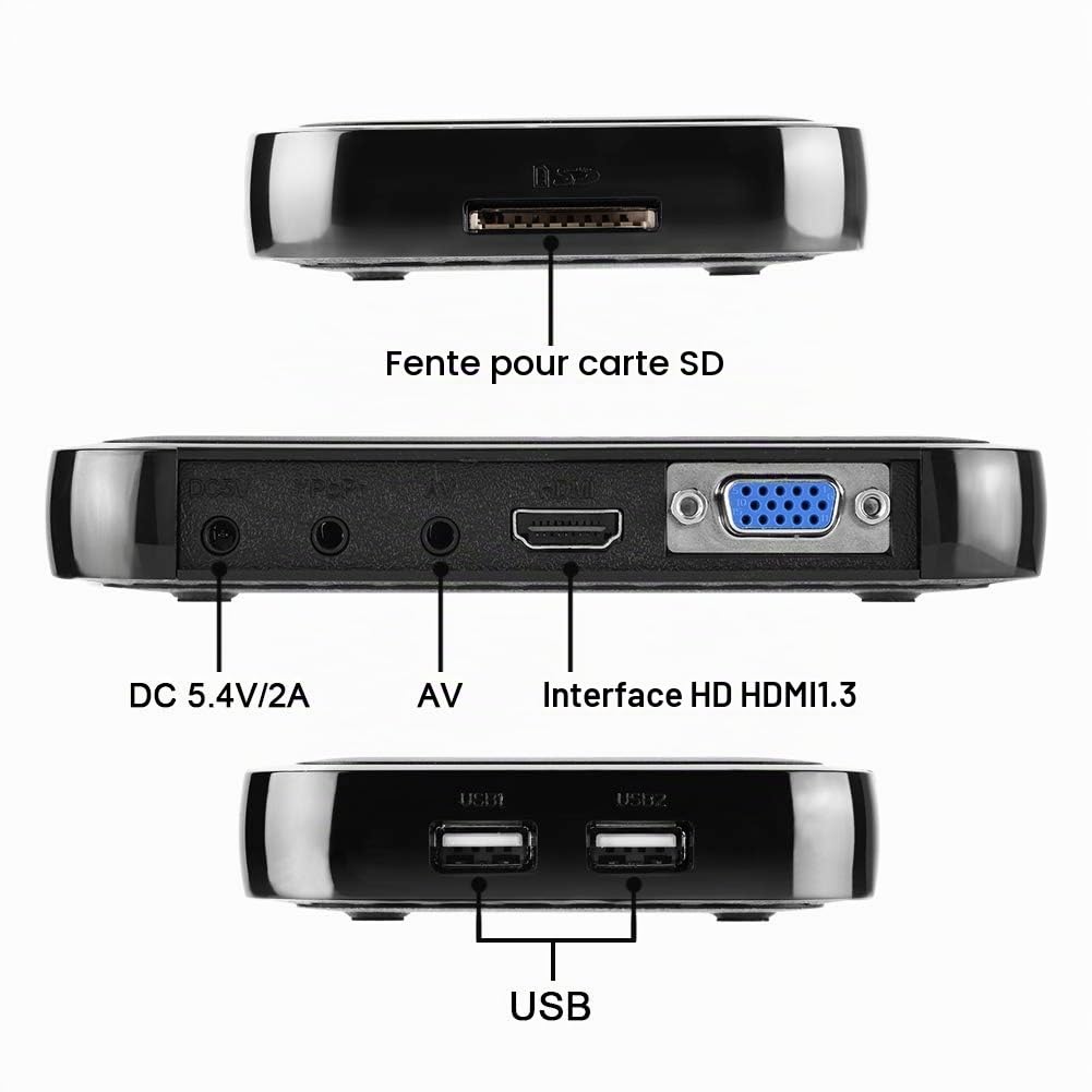 VBESTLIFE Lecteur Multimédia 1080P, Boîtier de Mini Lecteur Multimédia de Full HD et de Compatibilité Forte Support USB, Disque Dur Mobile, Carte SD, Disque Dur Mobile 2.5T etc(EU)