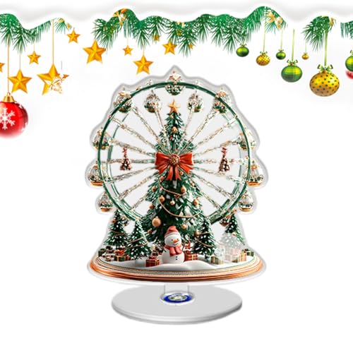 クリスマス テーブル デコレーション - 平面装飾の中央飾り,回転ベース クリスマス 装飾 室内用 ツリーデザイン付き,階層トレイ 冬 パーティー ホリデー 暖炉 家 寝室 用