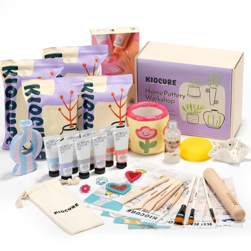 Kiocure Air Dry Clay for Adults & Kids, Pottery Tool Kit, DIY Kit...