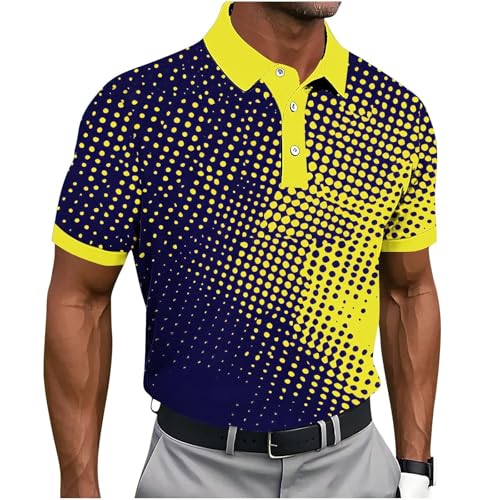 Polos Hombre,Camisa Estampada Informal Hombre Manga Corta Ligera Transpirable Punto Cómodo Diario Moderno Guardarropa Primavera Verano