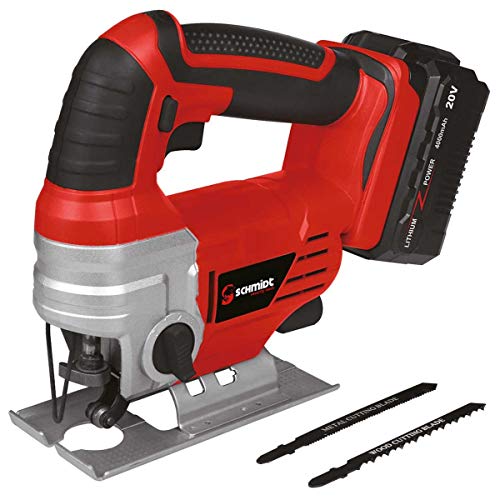 SCHMIDT security tools Akku-Stichsäge JS-19 Pendelhubstichsäge 4 Stufen, Akku 20V 4.0Ah Ladegerät Sägeblatt Holz Metall