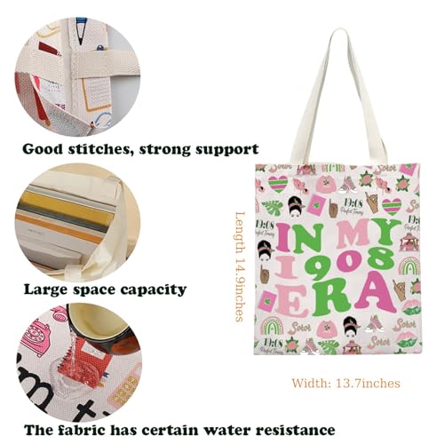 KUIYAI 1908 Sorority Tote Bag Sorority Sisterhood Gift Black Greek Sorority Gift Pink Green Sorority Gift In My 1908 Era Bag2