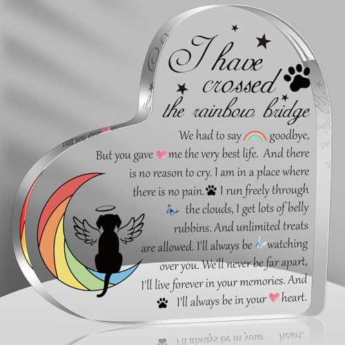 YAANUNULU Pet Memorial Rainbow Bridge Acrylic Gifts for Women, Condolences Decor for Pet Loss Remembrance Keepsake, Sympathy Gifts for Loss of Dog Cat (I Have Crossed The Rainbow Bridge)