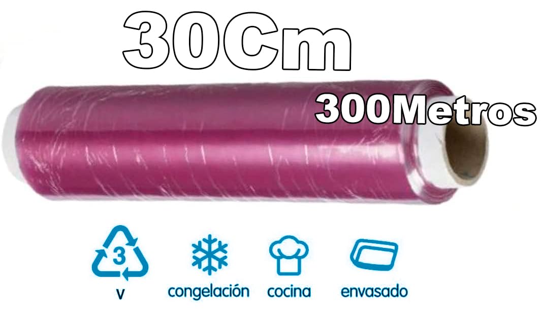 GMS 3 Rollos Film Alimentario 30cm x 300m (GARANTIZADOS) + 50 Bolsas con Cierre y Franja de Escritura - 18x25 cm, Calidad Profesional, Ideal para Cocina y Almacenaje de Alimentos (3 Rollo + 50 Bolsas)