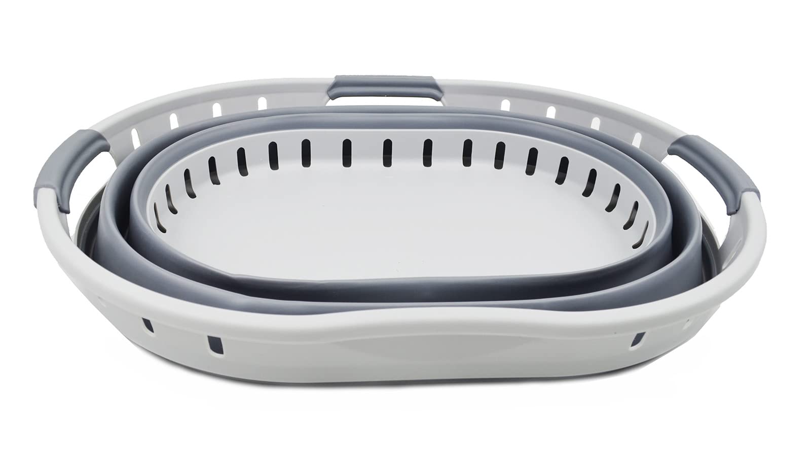 SAMMART Cesto portabiancheria pieghevole in plastica da 25 l, pieghevole, pieghevole, per riporre oggetti e conservare lo spazio (1, grigio/grigio scuro)