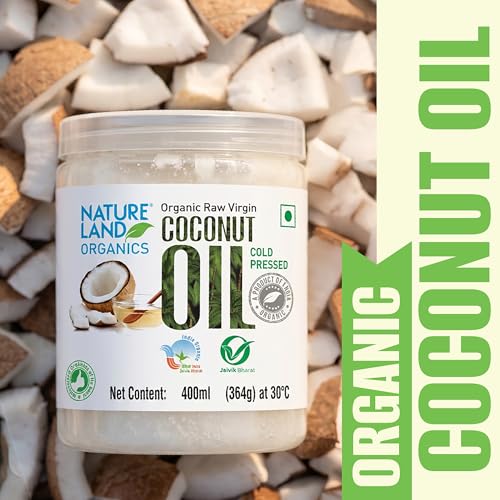 Image of Natureland Organics Coconut Oil 400 Ml - Organic Raw Virgin Oil