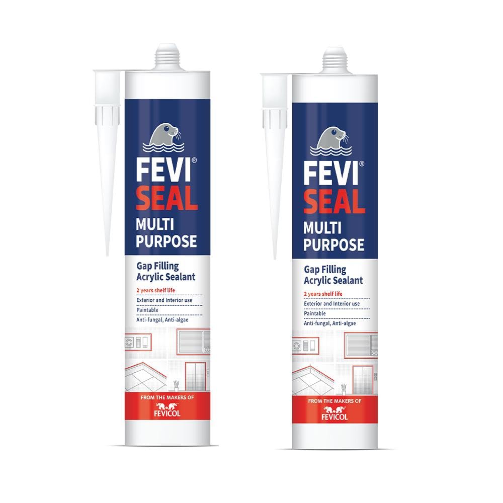 Feviseal Multipurpose Acrylic Sealant | Water-Based Gap Filler for Interior Use | Strong Adhesion & Smooth Finish (White 280ml) (Pack of 2)-image-40