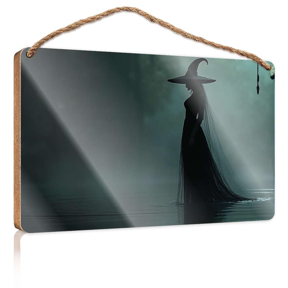 Bathroom Hanging Decor Silhouette Of A Witch Standing In Water. Boys Bedroom Decorations Front Porch Decor Ideas(15X28CM)