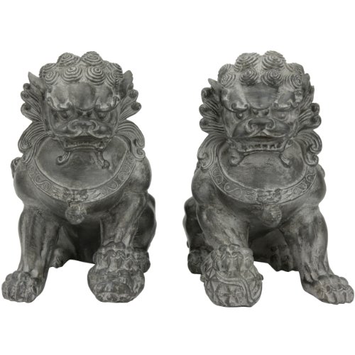 Red Lantern 9' Sitting Foo Dog Statues