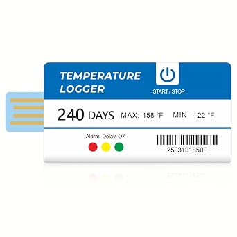 Temperature Data Logger USB Single Use Data Logger, 129600 Points PDF Reports, High Accuracy IP67 Waterproof Alarm Temp Data Logger for Lab Frozen Transportation Cold Chain Fresh Tag, 240 Days 1 Pack